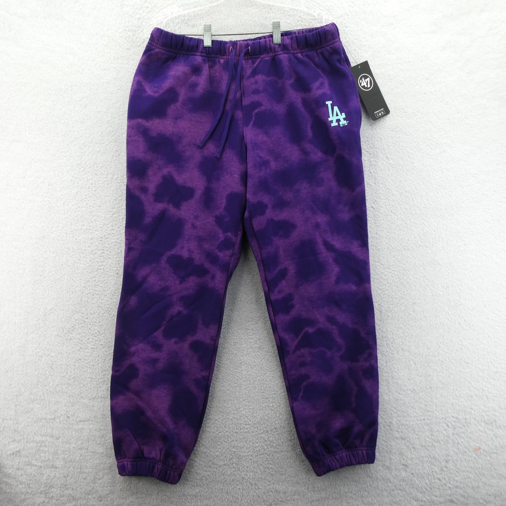 '47 Brand Sweatpants Men Medium Los Angeles Dodgers Purple Tie Dye Fleece Jogger